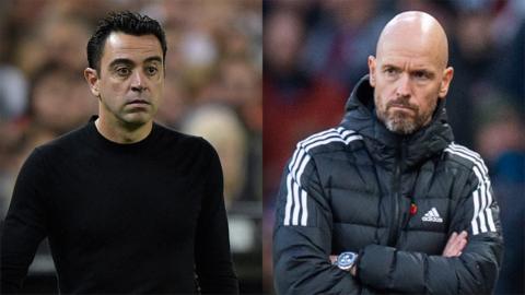 Barcelona boss Xavi (left) and Manchester United counterpart Erik ten Hag