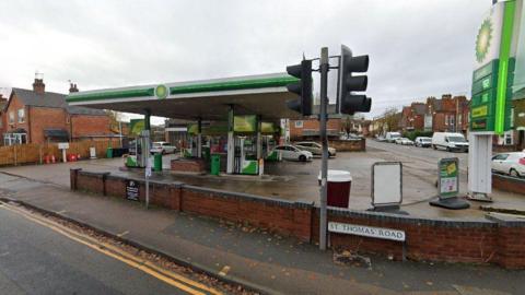 A BP petrol station in St Thomas Road, South Wigston, Leicestershire