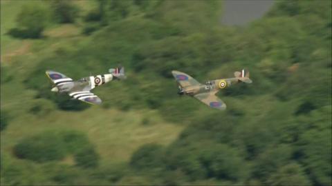 Spitfires flypast for funeral of Dame Vera Lynn