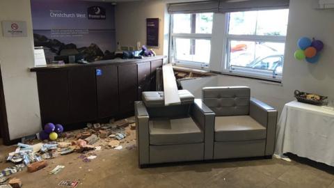 The reception at Bailey Bridge Premier Inn after the crash