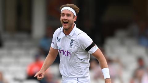 Stuart Broad celebrating a wicket