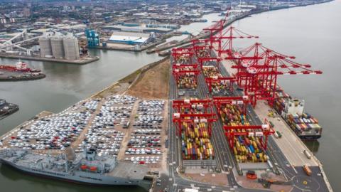 Aerial shot of the Port of Liverpool