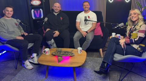 L-R: Jonathan Davies, Dillon Lewis, Richie Rees and presenter Lauren Salter