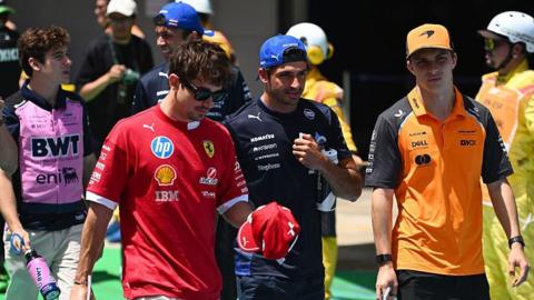Charles Leclerc, Carlos Sainz and Oscar Piastri