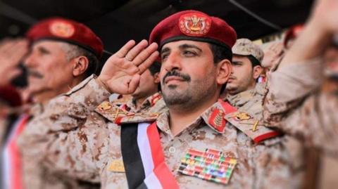 Photo of the Houthis' military chief of staff, Mohammed al-Ghamari, from Houthi-run Al Masirah TV