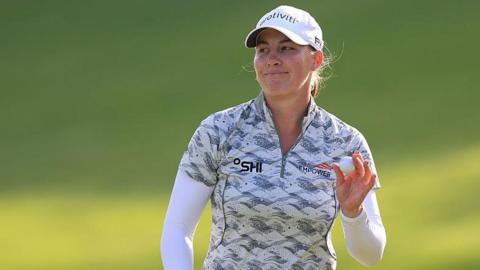 Jennifer Kupcho smiles after making a putt during the first round of the US Women's Open in June 2026