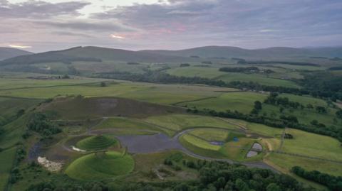 Aerial view of the landscape artwork