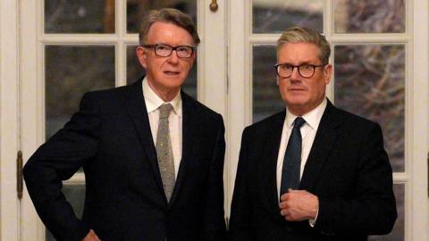 Mandelson and Starmer standing together in February 2025