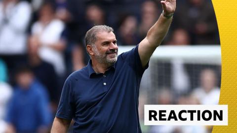 Ange Postecoglou waves to the Tottenham Hotspur fans