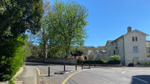 The bollards at the end of Sydney Road in Bath