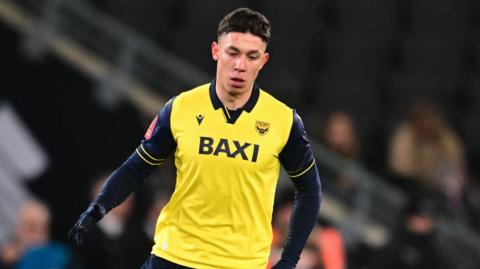 Filip Krastev in action for Oxford United