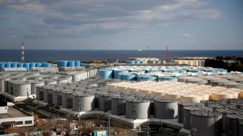 Storage tanks for radioactive water at Fukushima nuclear power plant