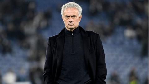 Jose Mourinho frowns on the touchline