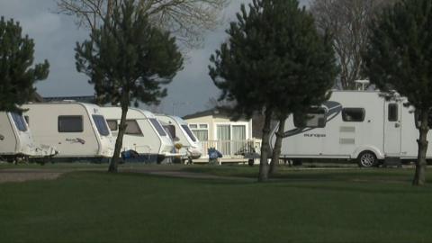 Caravans in holiday park