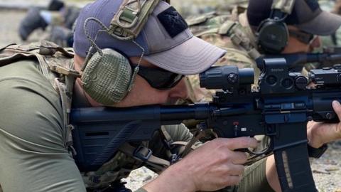 Men training at the privately-run Anti Terror Academy in the Czech Republic. Courtesy Anti Terror Academy