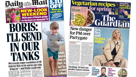 The Daily Mail and Guardian front pages 23 April 2022