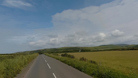 The coast road at Peel heading towards Kirk Michael