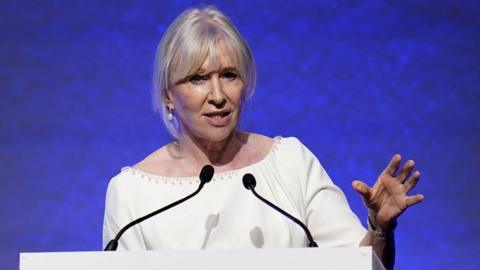 Nadine Dorries gives a speech during the Conservative Democratic Organisation conference at Bournemouth International Centre.