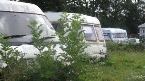 Caravans at a traveller site