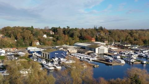 An aerial picture of Broom Boats