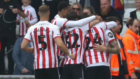 Sunderland celebrate Jack Clarke's opener