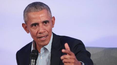 Former US President Barack Obama speaks to guests at the Obama Foundation Summit in Chicago, Illinois, on 29 October 2019