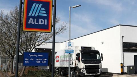 Aldi sign and lorry