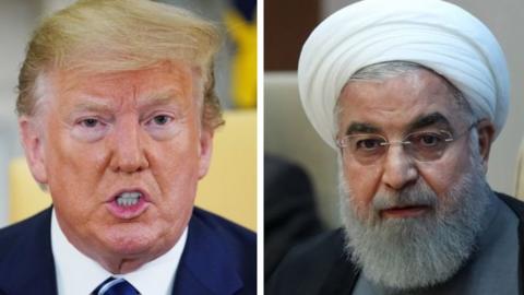 A composite image of Trump and Rouhani