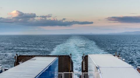 Lorries on a ferry across the Irish Sea