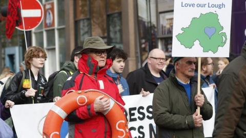 Demonstrators in Belfast