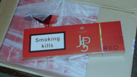 Box of counterfeit cigarettes