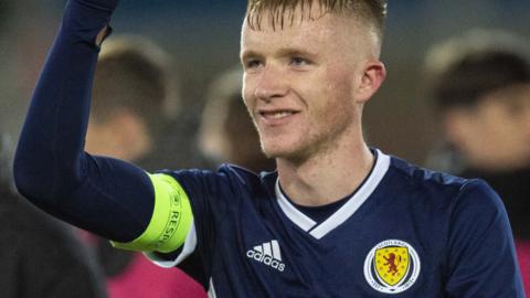 Liam Morrison playing for Scotland Under-17s