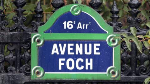 A street sign of the Avenue Foch in the 16th sub-district of Paris (file photo)