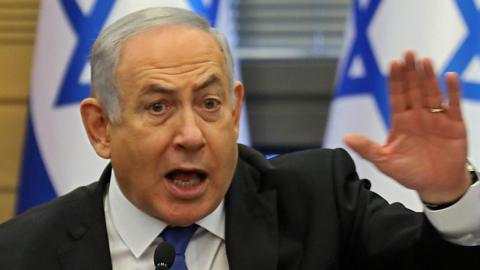 Israeli Prime Minister Benjamin Netanyahu speaks during a meeting