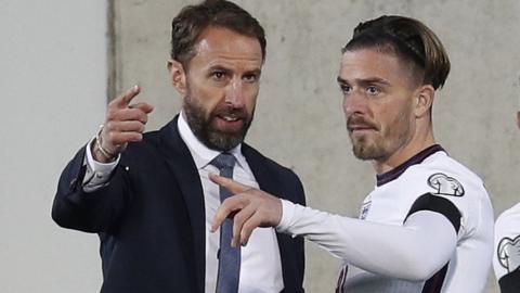 England boss Gareth Southgate with Jack Grealish
