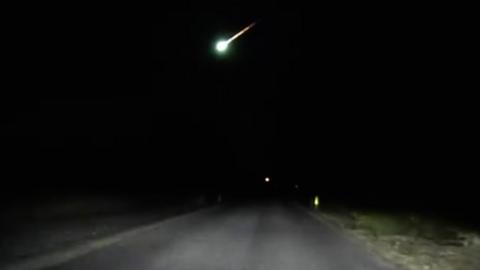 Fireball captured on police dashcam