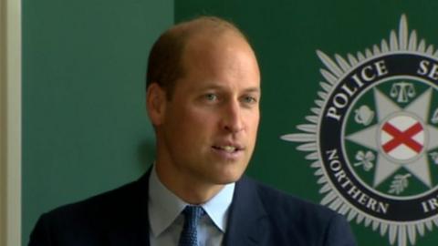The Duke of Cambridge has thanked the members of Northern Ireland's emergency services during a visit to Belfast.