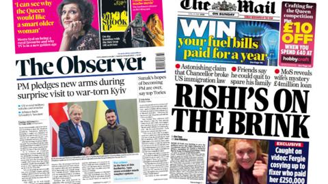 The Observer and the Mail on Sunday front pages 10 April 2022