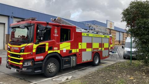 Fire engine outside Walkers factory