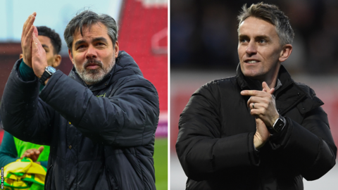 David Wagner clapping and Kieran McKenna clapping