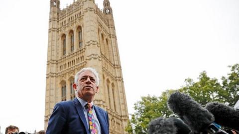 Commons Speaker John Bercow speaking outside Parliament