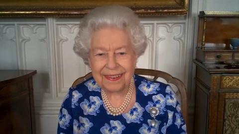 The Queen speaking to volunteers on a Zoom call
