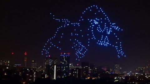 Drones light up Birmingham sky