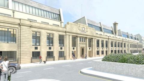 Artist's impression of the development, including the historic facade