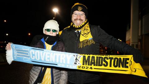 Maidstone fans before the FA Cup tie at Coventry