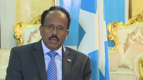 Somali President Mohamed Abdullahi Mohamed during a ˿ interview