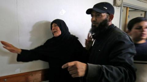Hamas commander Nur Barakeh's mother at hospital morgue