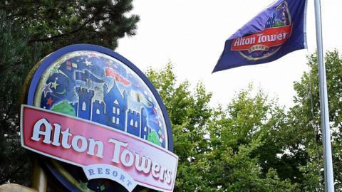 Alton Towers sign and flag