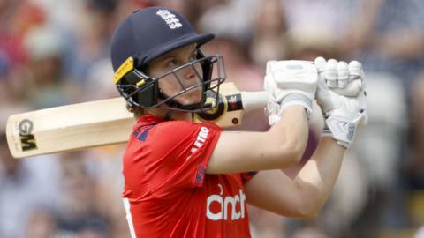 England's Amy Jones plays a shot