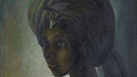 Painting of Nigerian princess with headdress, known as Tutu